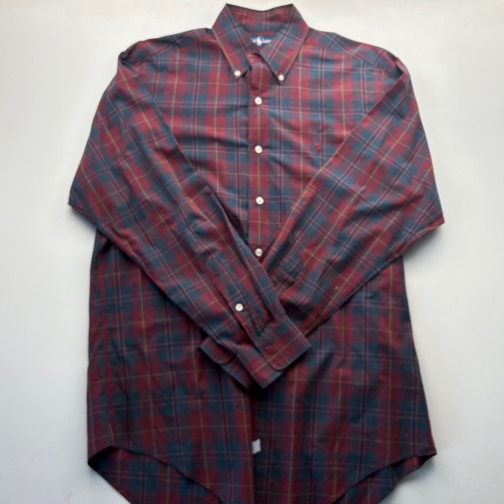 Ralph Lauren Mens M Plaid Button Down‎ Shirt Long Sleeve Classic Fit Pony Cotton
